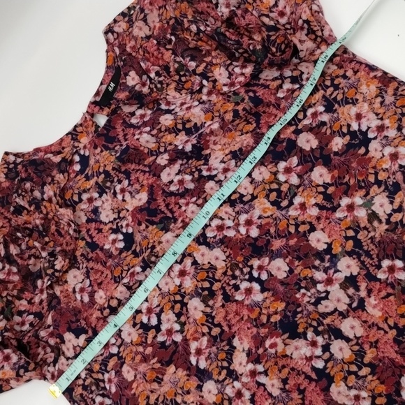 H&M women's size 6 floral fitted dress ruffle long sleeve lined - Picture 8 of 12